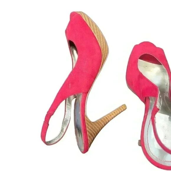 Style & Co. Women's Red Faux Suede Open Toe 3" Heel Sling Back Sandals - Picture 6 of 9